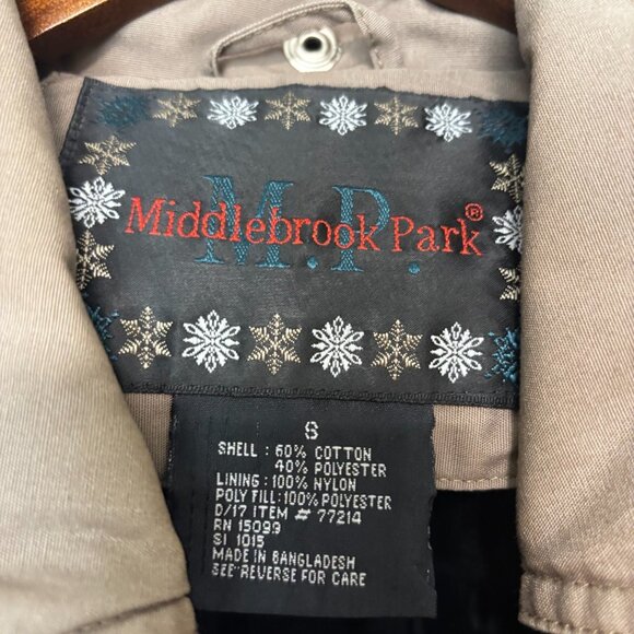 Vintage Middlebrook Park Winter Coat Beige Long Sleeve 90s Full Zip Cotton Women - Picture 4 of 5